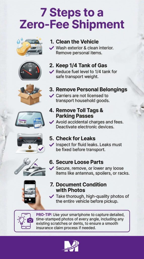 How Much Does It Cost to Ship a Car Between States (1) Checklist for preparing a car for shipping to avoid extra fees and ensure safe state-to-state transport.