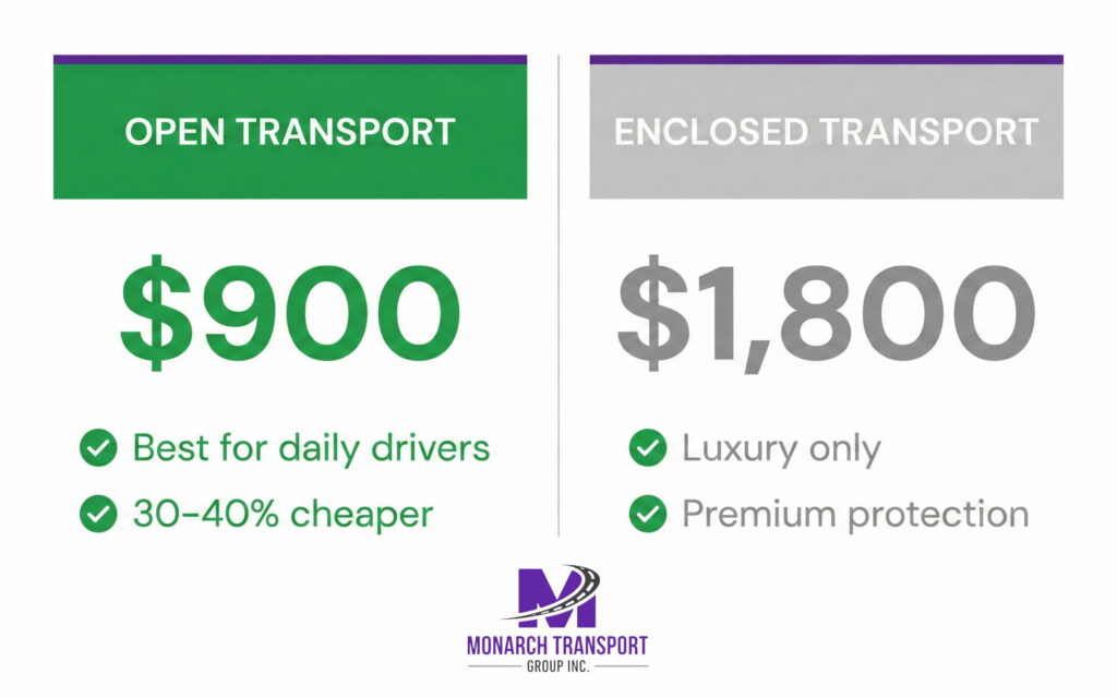 Monarch -Cross-Country Car Shipping (5) Cost comparison between open and enclosed car shipping methods