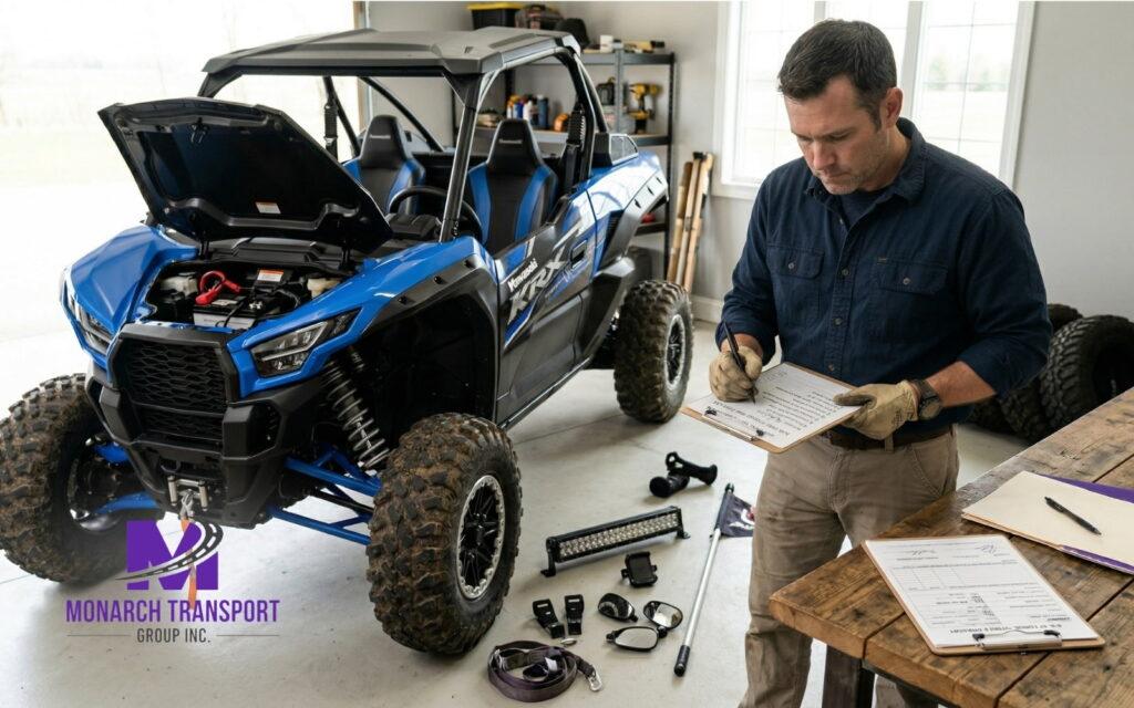 Preparing an ATV or UTV for Transport. Checking Documents.