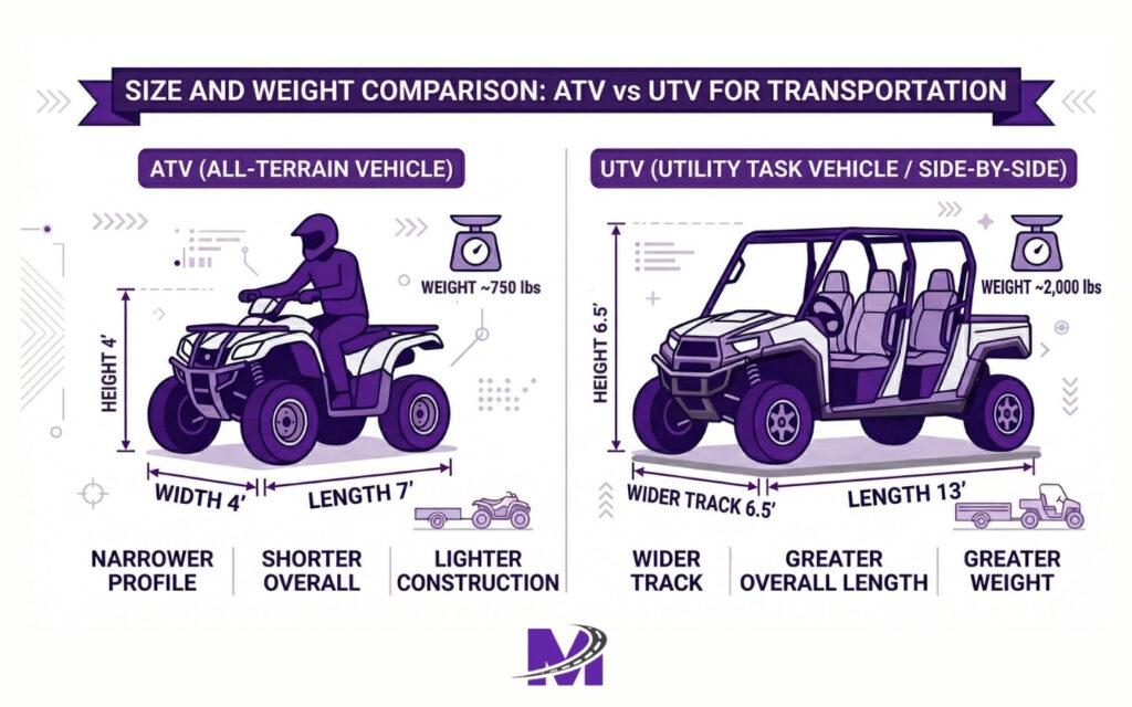 ATV and UTV Dimensions and Weight Comparison for Transportation
