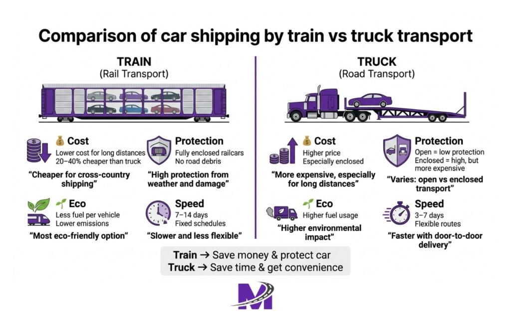 Monarch - Car Shipping by Train (5) Comparison of car shipping by train vs truck transport