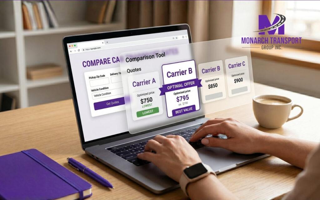 Search and compare car transport rates before completing an online purchase.
