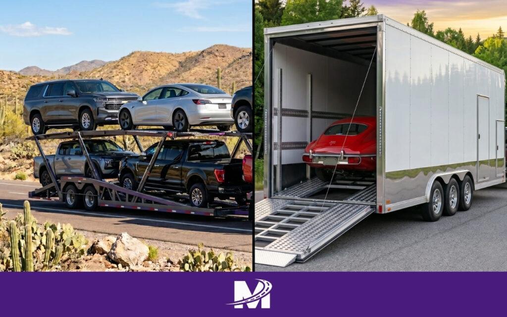Comparison between open-air car transport and secure enclosed trailer shipping services