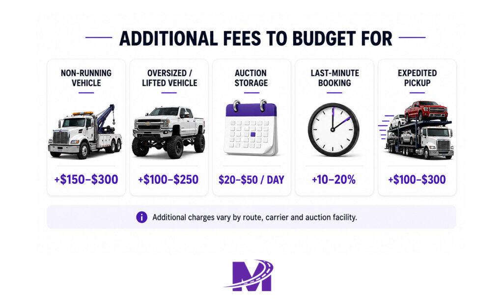 Monarch - How Dealerships Ship Cars from Auto Auctions_ Costs, Timeline, and What to Expect 5 Common additional costs dealerships encounter when shipping auction vehicles.